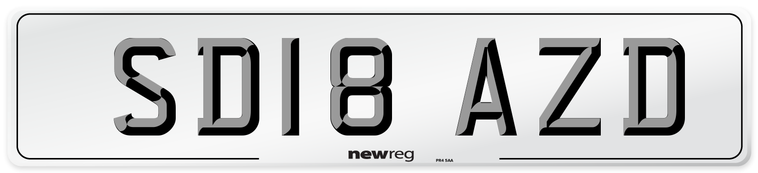 SD18 AZD Number Plate from New Reg